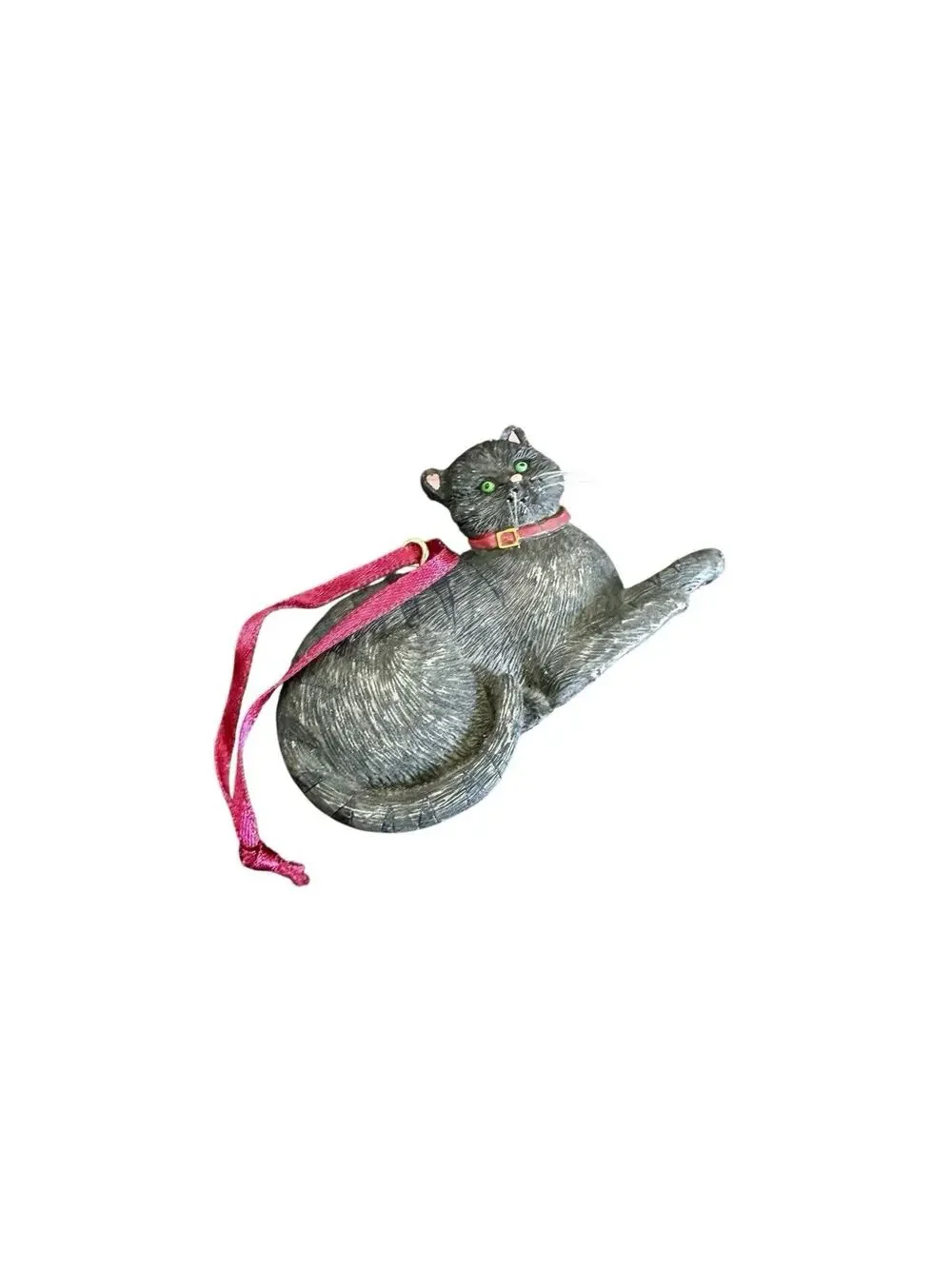 Vintage Debbie Mumm Cat Black Dark Gray Christmas Ornament Stamped